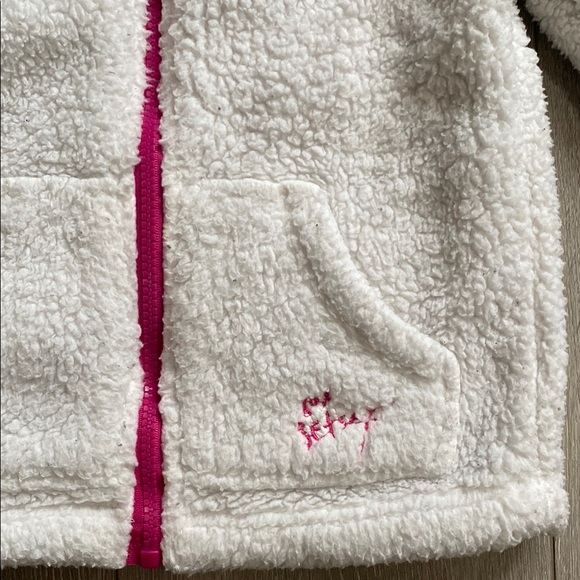 Betsey Johnson Fuzzy Jacket Zip Up Sherpa White Kids Hoodie Sz 6 Rainbow Stripes - Picture 2 of 4